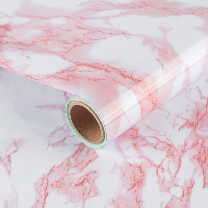 Everly Quinn Pink Marble Wallpaper Peel And Stick Waterproof Vinyl Faux